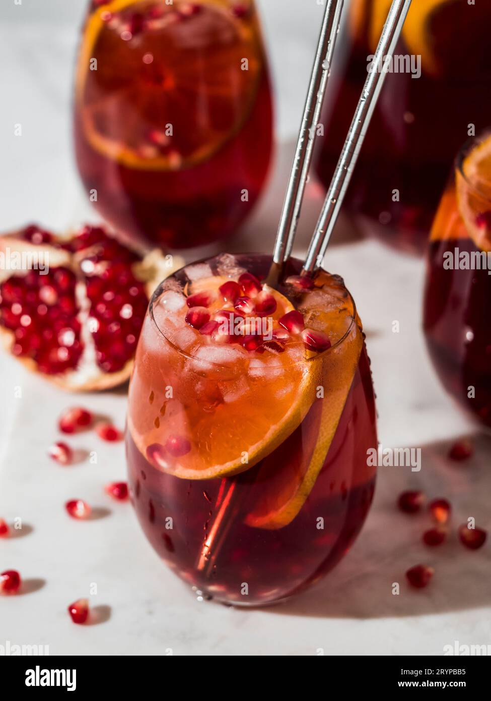 Sangria d'hiver et fond de noël, espace d'imitation Banque D'Images