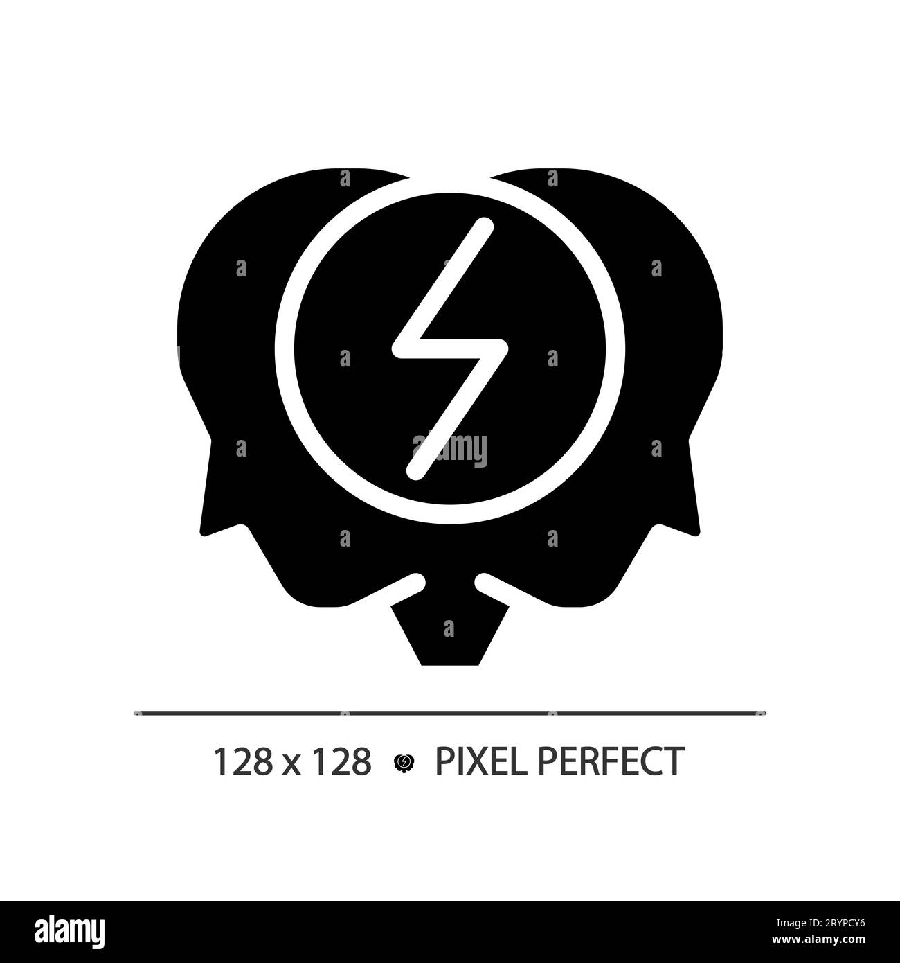 Icône de résolution des conflits de style glyphe noir 2D. Illustration de Vecteur