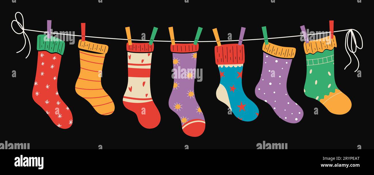 Chaussettes chaudes aux motifs colorés Banque d'images