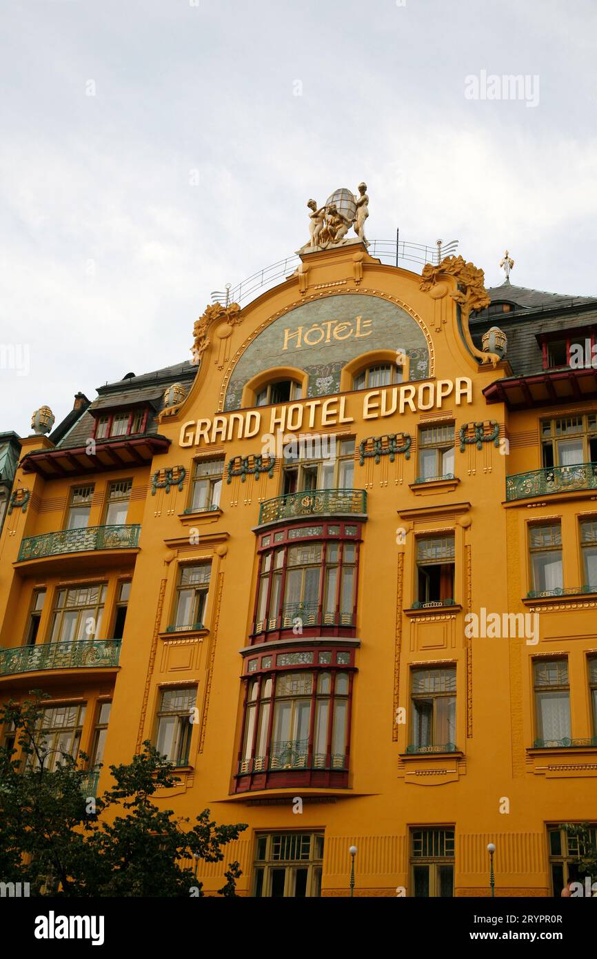 Grand Hotel Europa, Nove Mesto, Prague, République tchèque. Banque D'Images