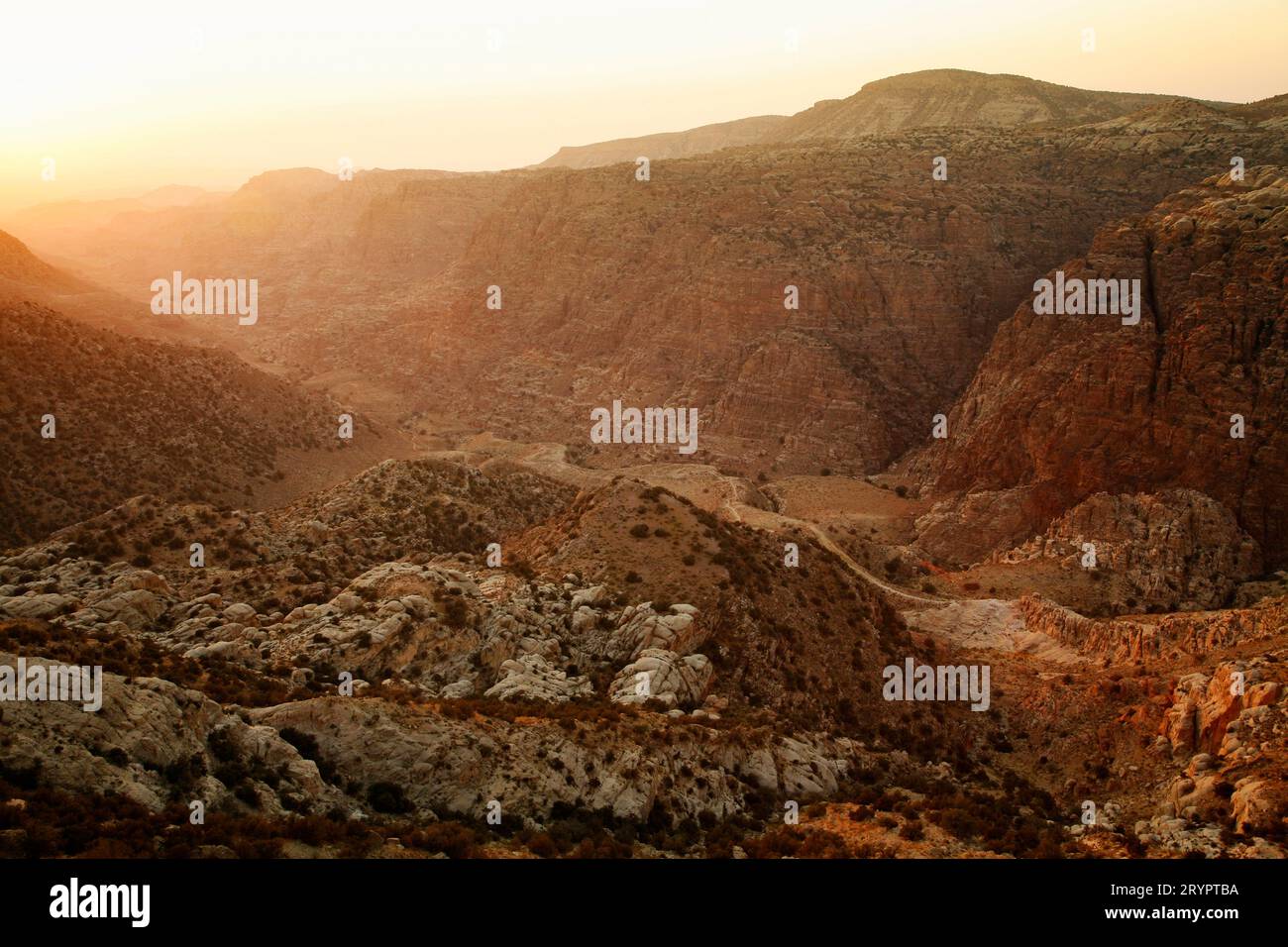 Vue sur la Réserve Naturelle de Dana, en Jordanie Banque D'Images