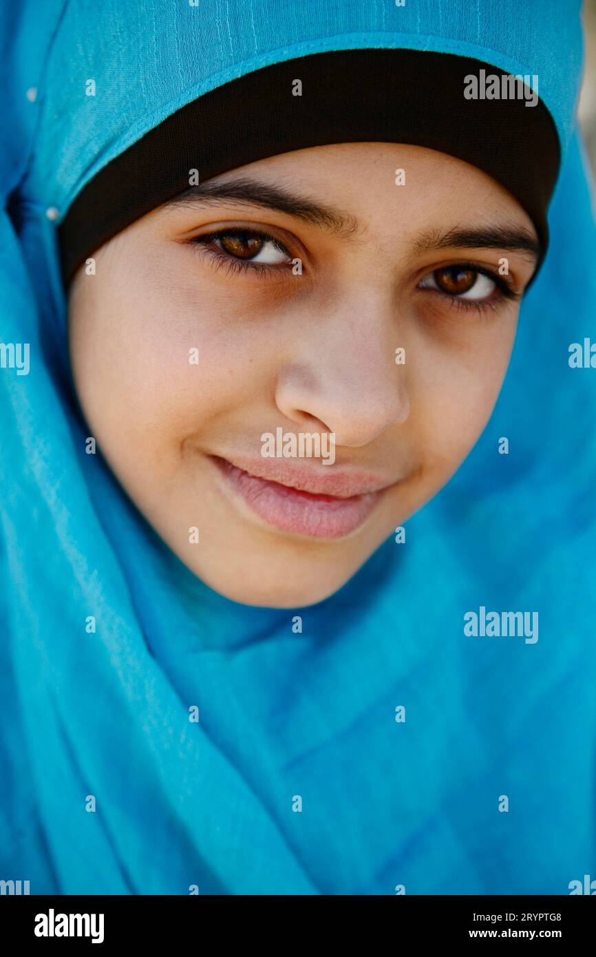 Portrait d'une fille, Karak, Jordanie. Banque D'Images