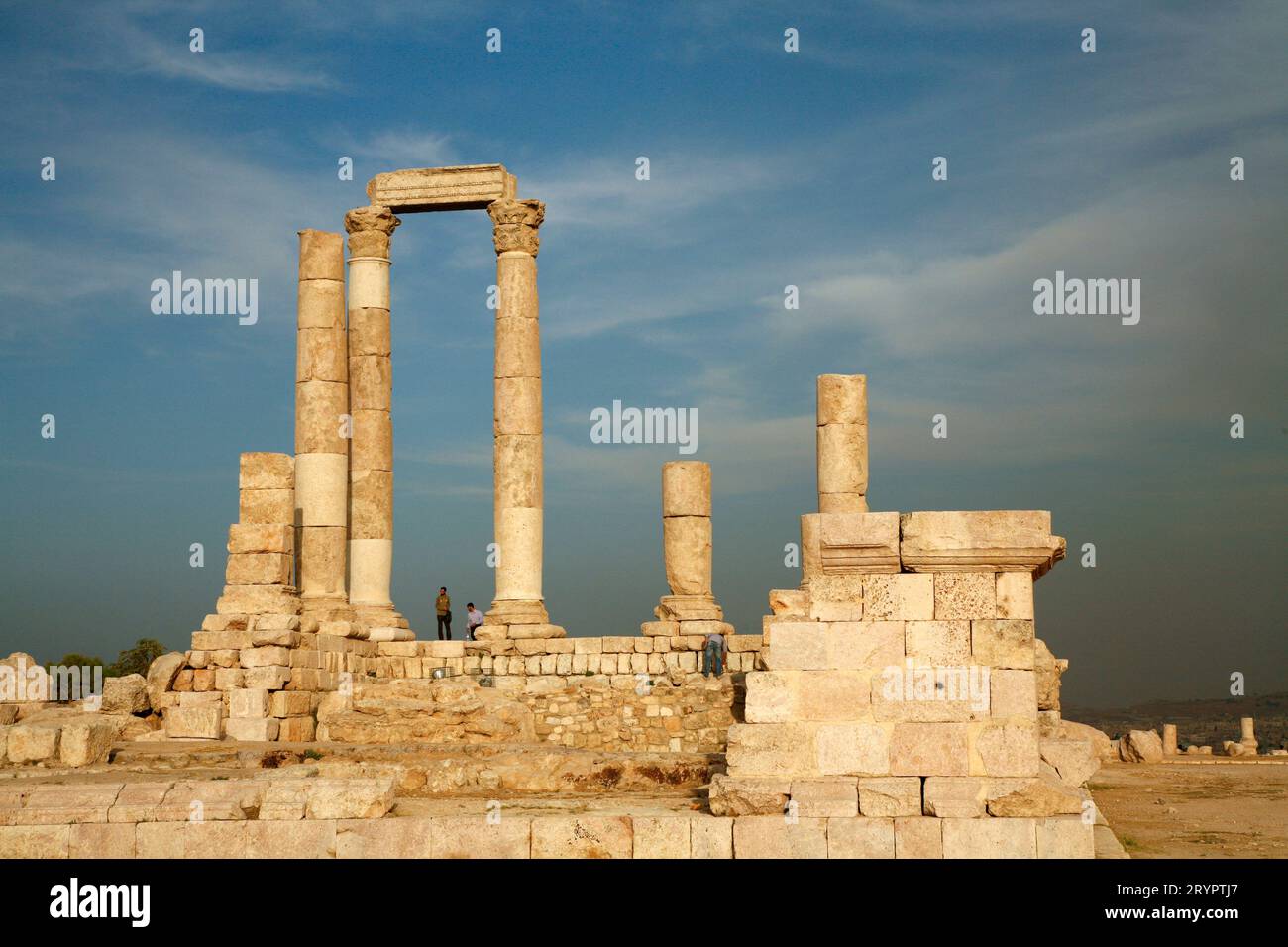 Le Temple d'Hercule à la Citadelle, Amman, Jordanie. Banque D'Images