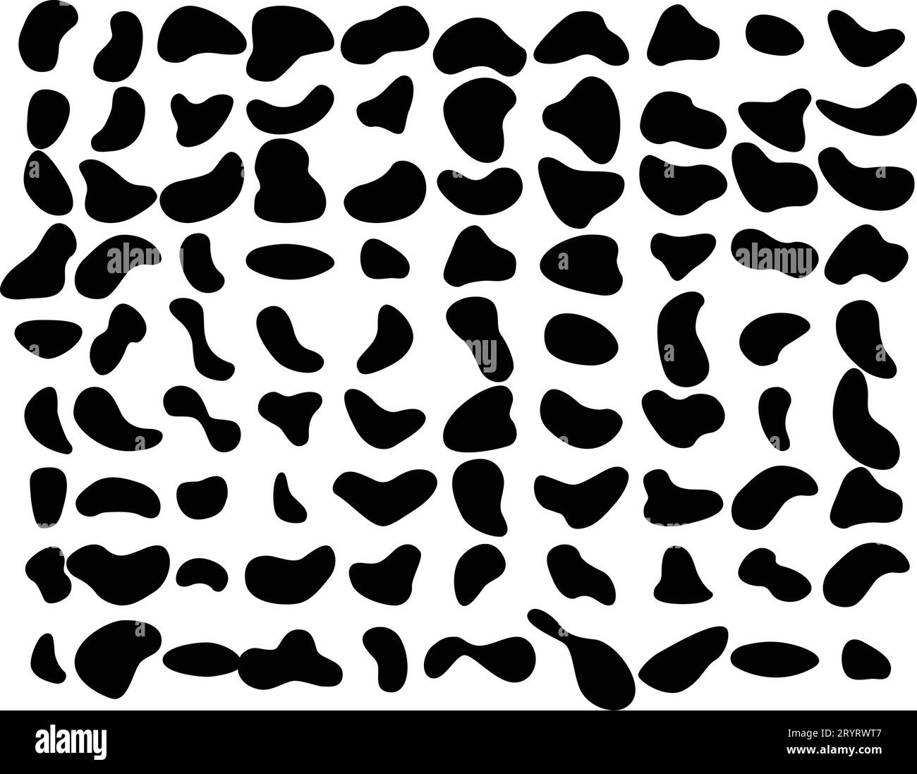 liquides fluides. Ensemble organique en forme de BLOB. le cube de couleur noire laisse tomber des formes simples. Silhouettes de galets, d'encres, de gouttes et de pierres. Illustration de Vecteur