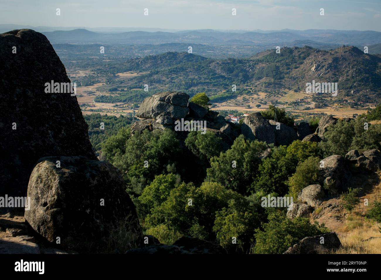 Rochers dans la vallée du village médiéval de Monsanto, Portugal. Banque D'Images