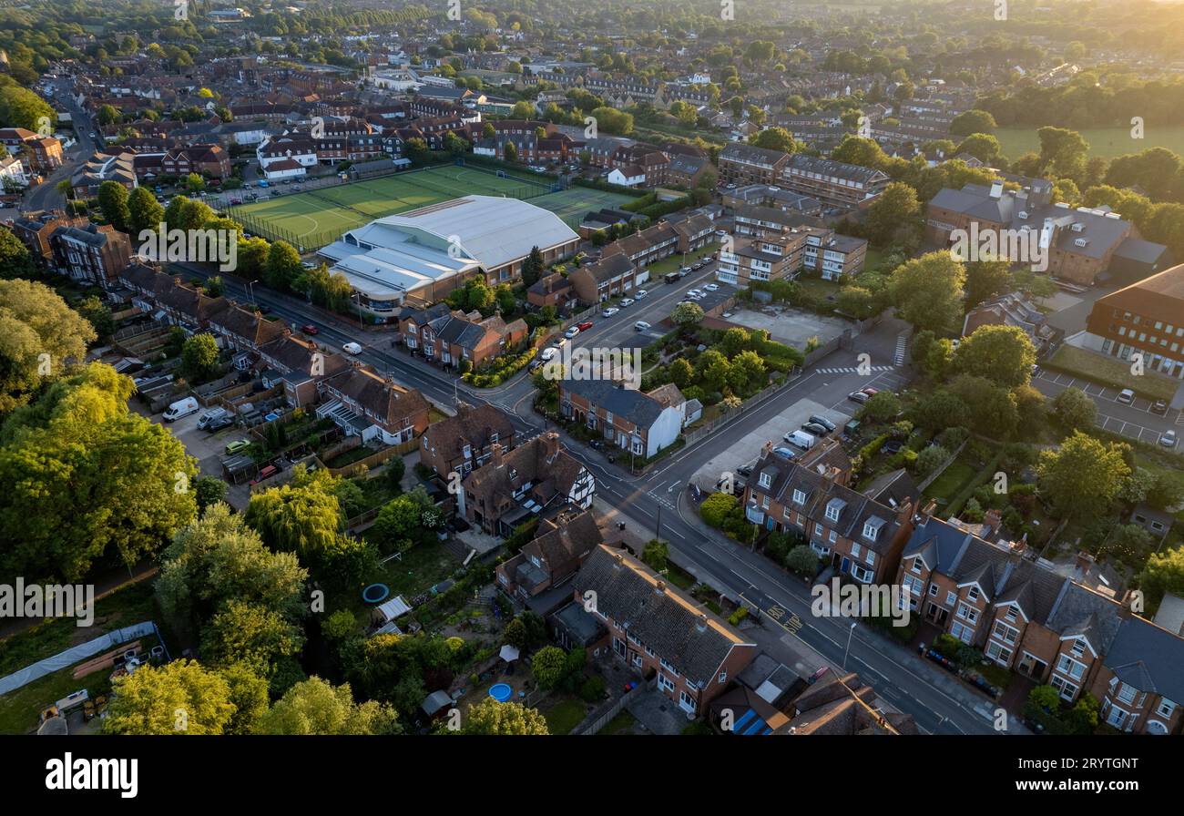 Paysage aérien de drone de la ville de Canterbury dans le Kent Royaume-Uni. Vue sur les villages Banque D'Images