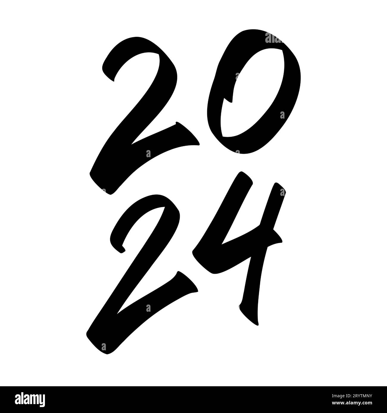 Bonne année 2024. logo de conception de texte. vecteur de dessin à la main Illustration de Vecteur