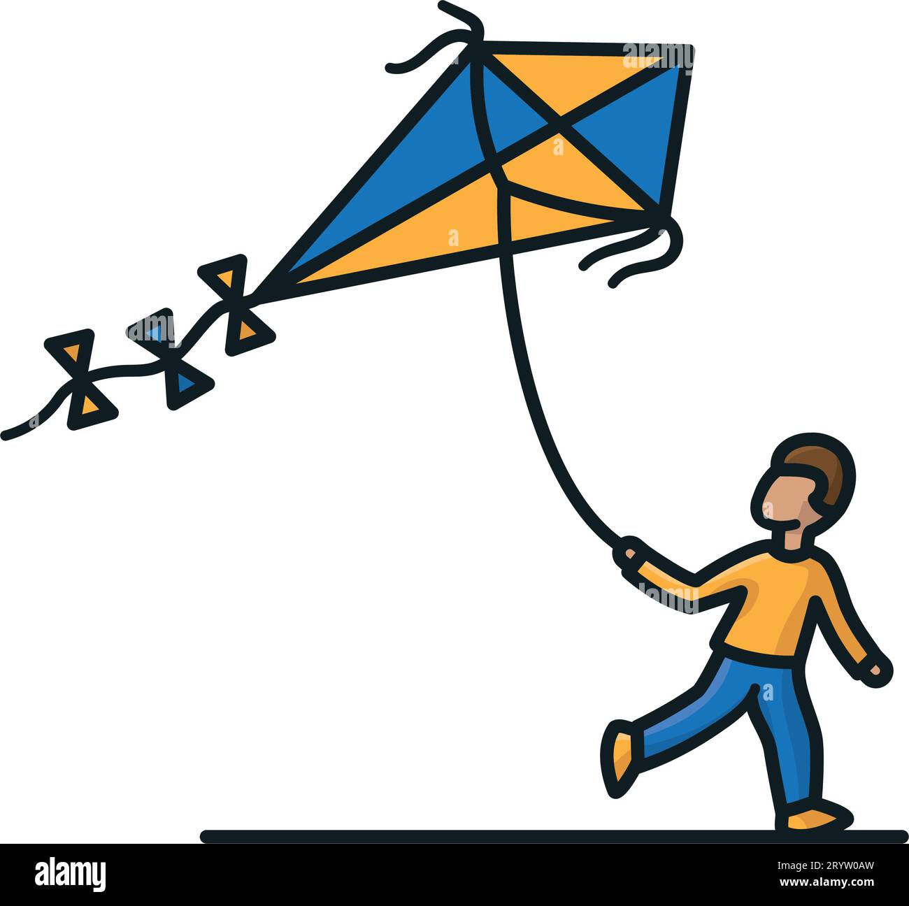 Garçon volant une illustration vectorielle isolée de cerf-volant pour la Journée nationale de vol de cerf-volant le 8 février Illustration de Vecteur