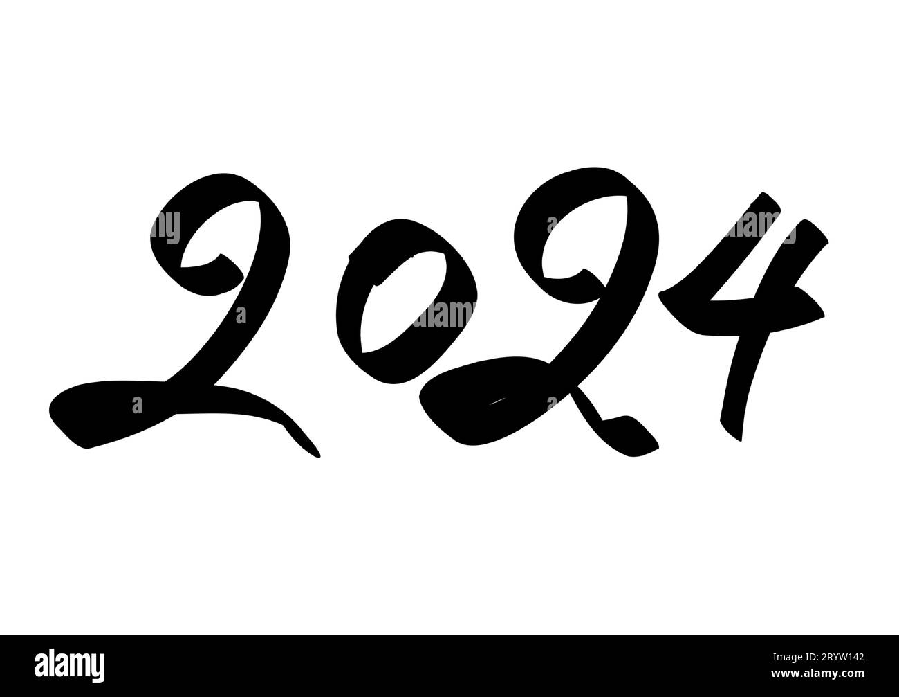Bonne année 2024. logo de conception de texte. vecteur de dessin à la main Illustration de Vecteur