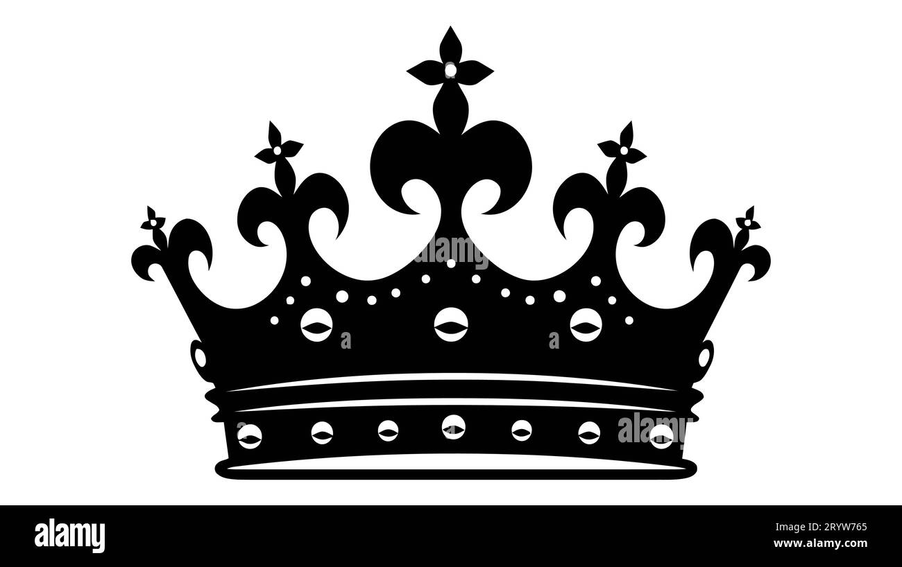 Icône de couronne noire vectorielle isolée sur fond blanc Illustration de Vecteur