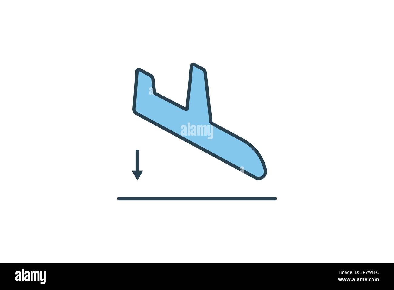 Icône d'atterrissage. Avion. icône liée à l'aéroport. convient pour la conception de site web, application, interfaces utilisateur, imprimable, etc Style d'icône de ligne plate. Vecto simple Illustration de Vecteur