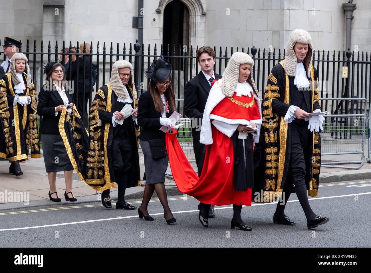 Londres, Angleterre, Royaume-Uni. 2 octobre 2023. Petit déjeuner du Lord Chancellor. Dame Sue Carr, première Dame juge en chef dirige les membres du Judiciar du Royaume-Uni Banque D'Images