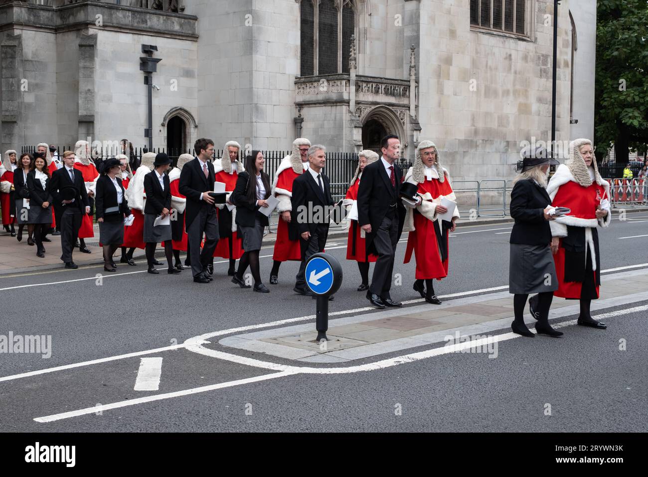 Londres, Angleterre, Royaume-Uni. 2 octobre 2023. Petit déjeuner du Lord Chancellor. Les membres de la magistrature britannique font leur chemin de l'abbaye de Westminster à la Banque D'Images