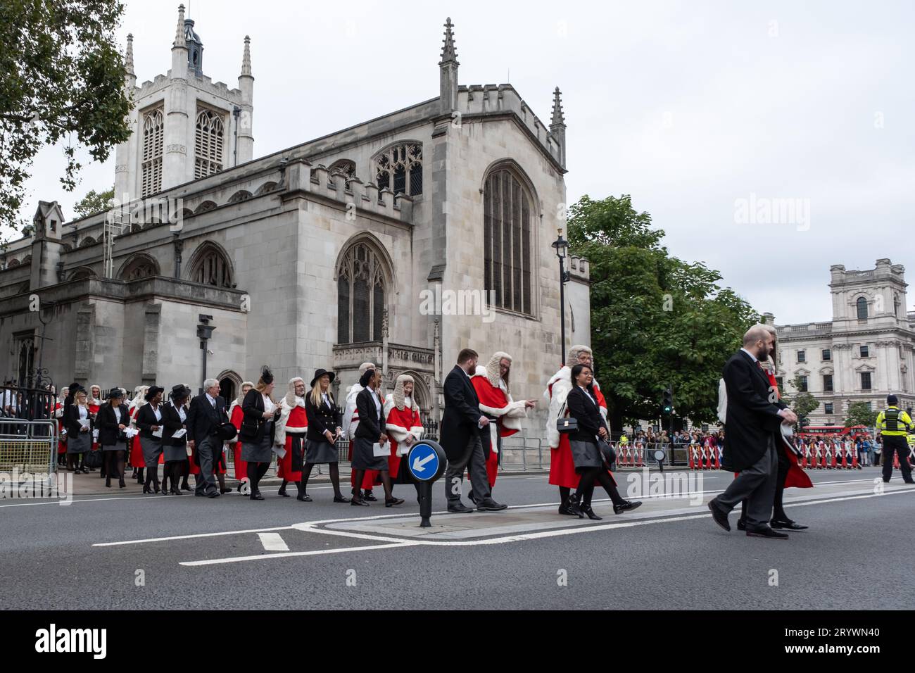 Londres, Angleterre, Royaume-Uni. 2 octobre 2023. Petit déjeuner du Lord Chancellor. Les membres de la magistrature britannique font leur chemin de l'abbaye de Westminster à la Banque D'Images