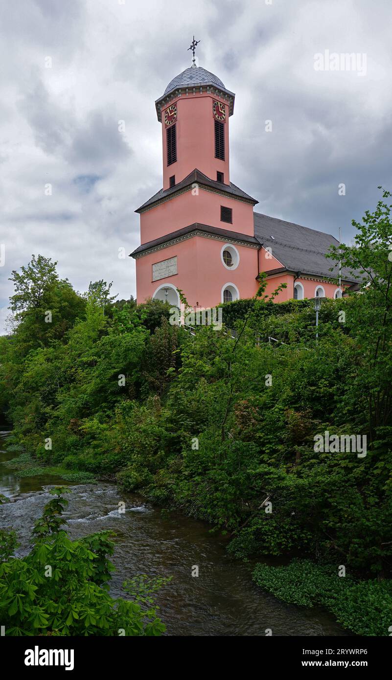 St. Église Andreas à Herrlingen près de Blaustein sur la Kleine Lauter, Jura souabe Banque D'Images