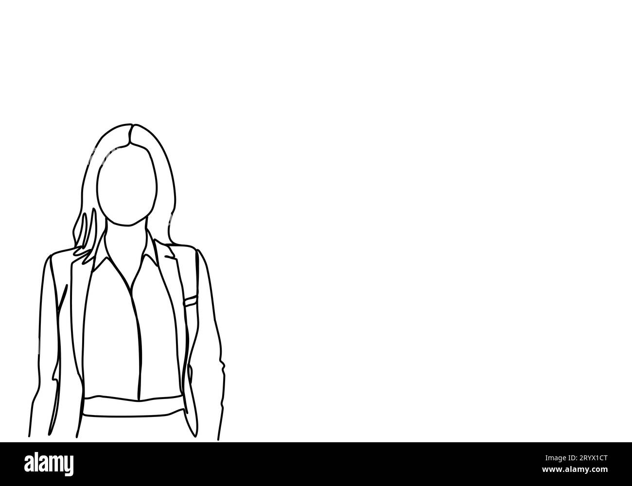 Femme en costume d'affaires. Un dessin au trait, illustration vectorielle. Illustration de Vecteur