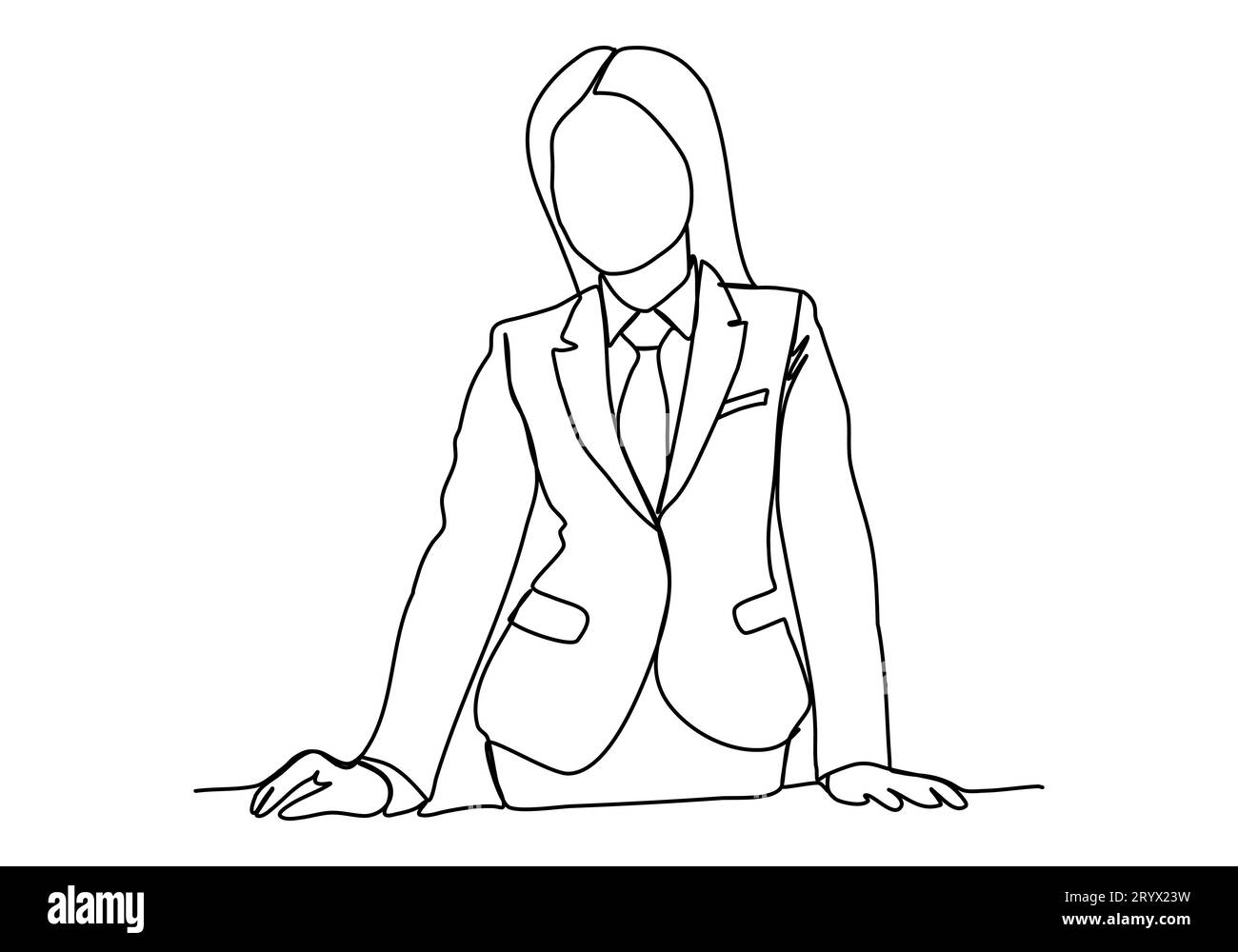 Femme en costume d'affaires. Un dessin au trait, illustration vectorielle. Illustration de Vecteur