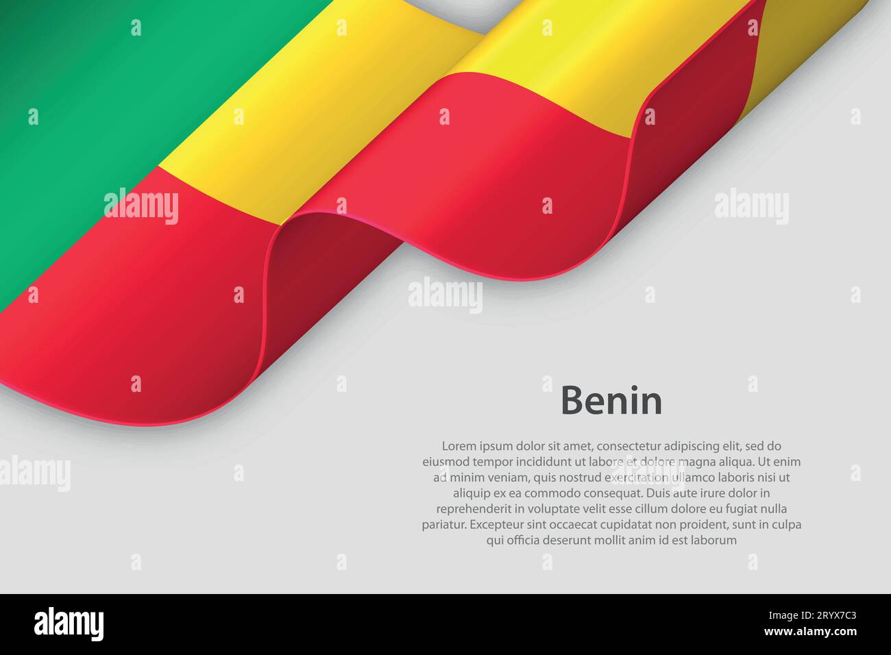 Ruban 3d avec drapeau national Bénin isolé sur fond blanc avec copyspace Illustration de Vecteur Ruban 3d avec drapeau national Bénin isolé sur fond blanc avec copyspace Illustration de Vecteur
