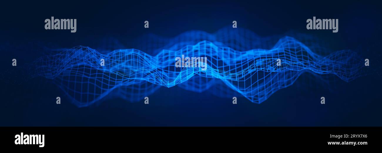 Intelligence artificielle. Arrière-plan de la structure du réseau. Arrière-plan des données. Big Data. Technologie blockchain. Apprentissage automatique. Bannière large. rendu 3d. Banque D'Images