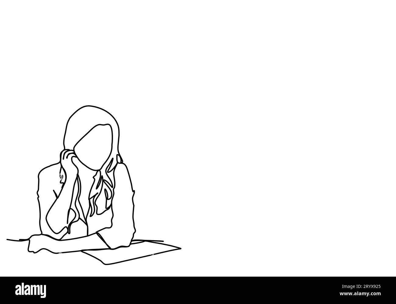 Femme en costume d'affaires avec des papiers dans les mains. Un dessin au trait, illustration vectorielle. Illustration de Vecteur