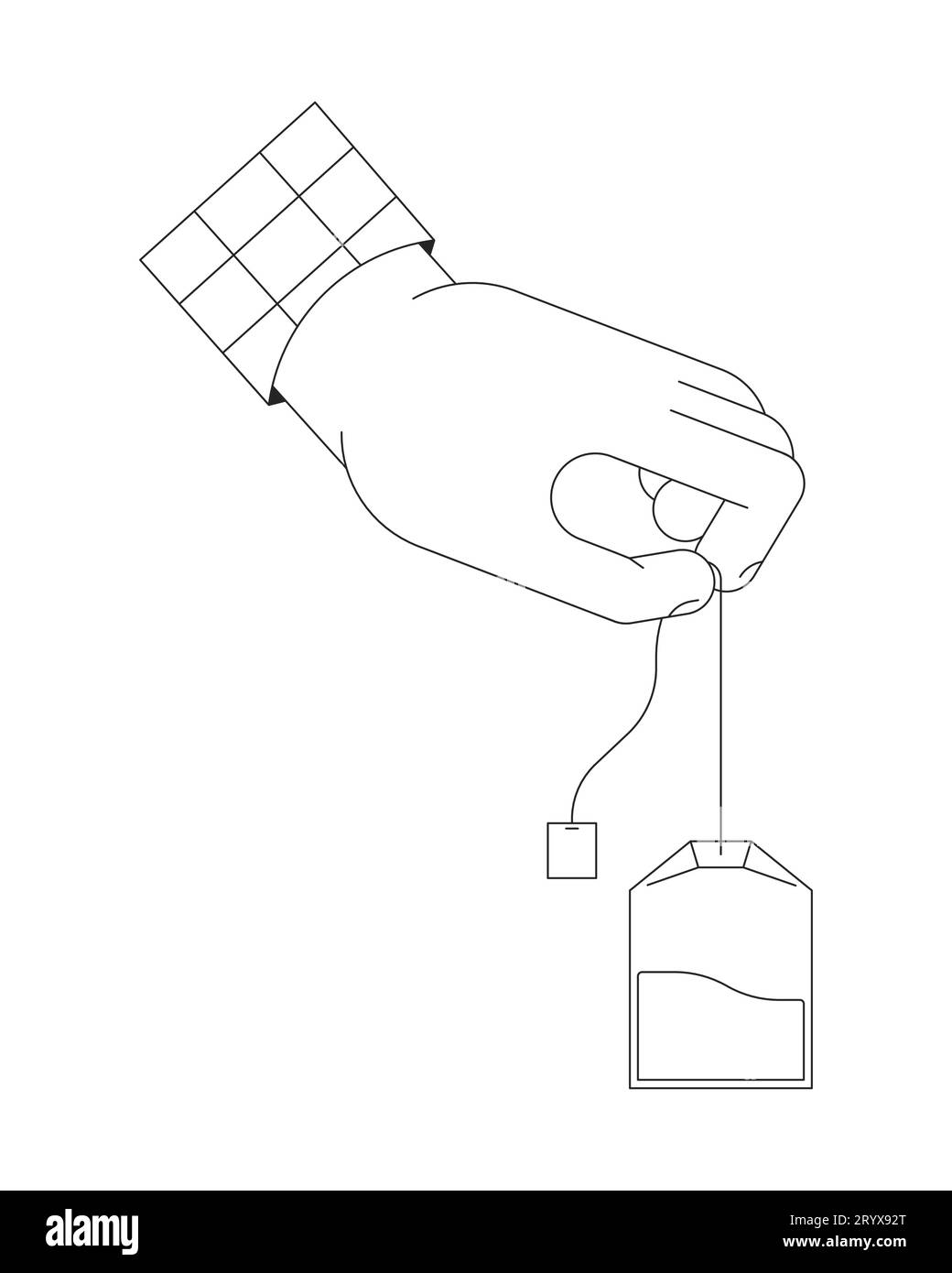 Illustration de contour de main humaine de dessin animé teabag de steeping Illustration de Vecteur