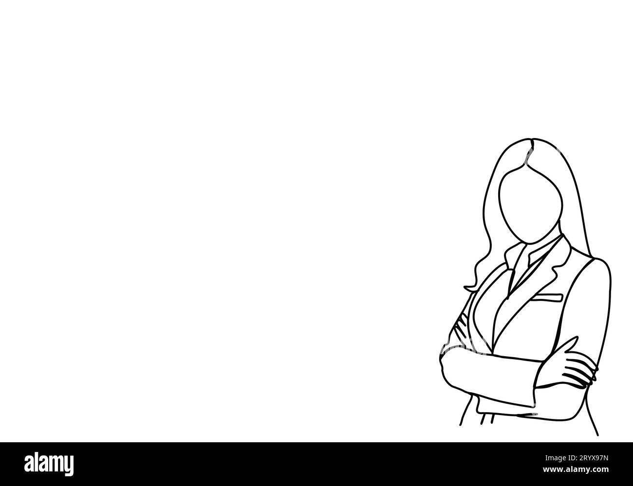 Femme en costume d'affaires. Un dessin au trait, illustration vectorielle. Illustration de Vecteur