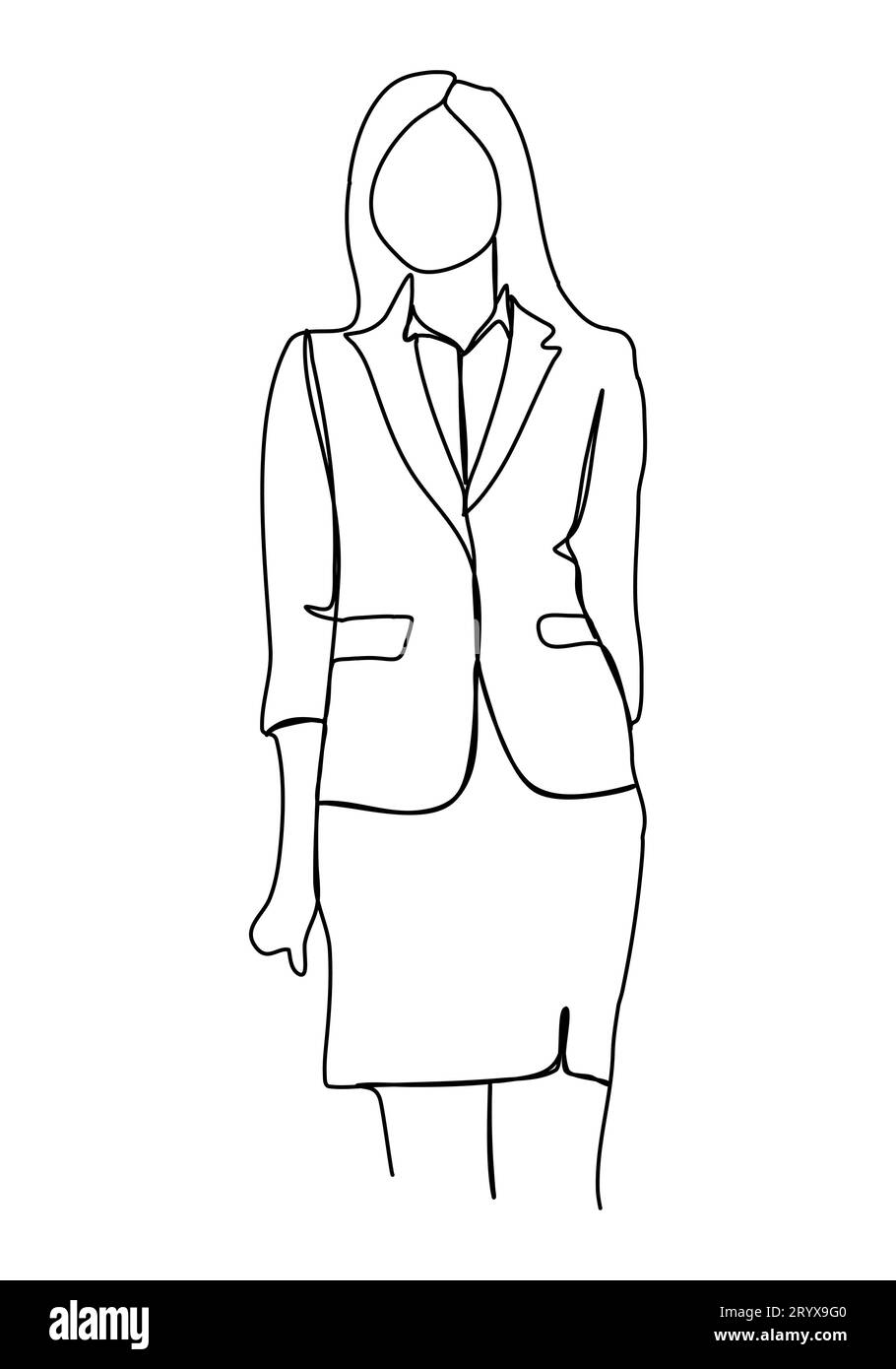 Femme en costume d'affaires. Un dessin au trait, illustration vectorielle. Illustration de Vecteur
