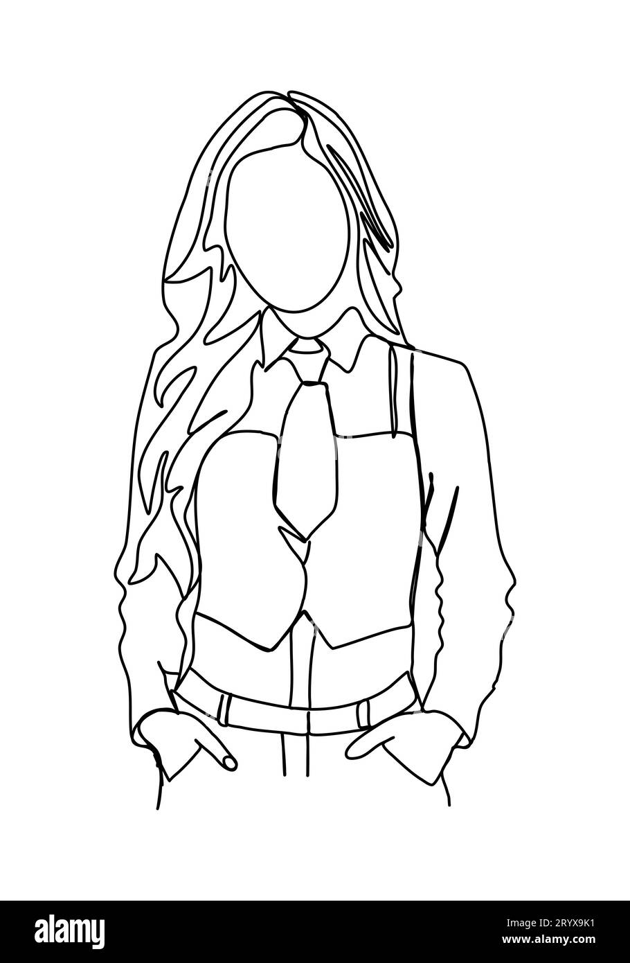 Femme en costume d'affaires. Un dessin au trait, illustration vectorielle. Illustration de Vecteur