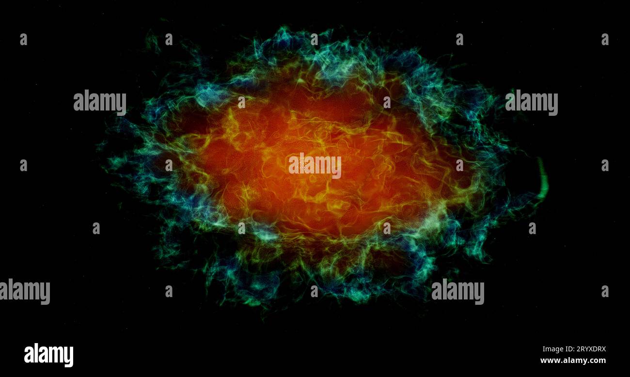 Une nébuleuse est une formation nuageuse complexe interstellaire pleine d'étoiles produisant des gaz, de la matière et du plasma. Banque D'Images