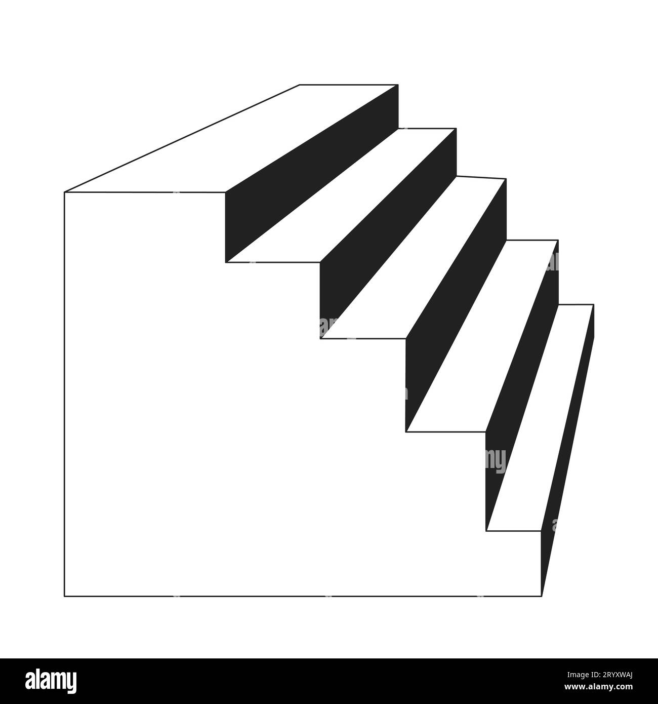 Structure d'escalier objet de dessin animé 2D noir et blanc Illustration de Vecteur