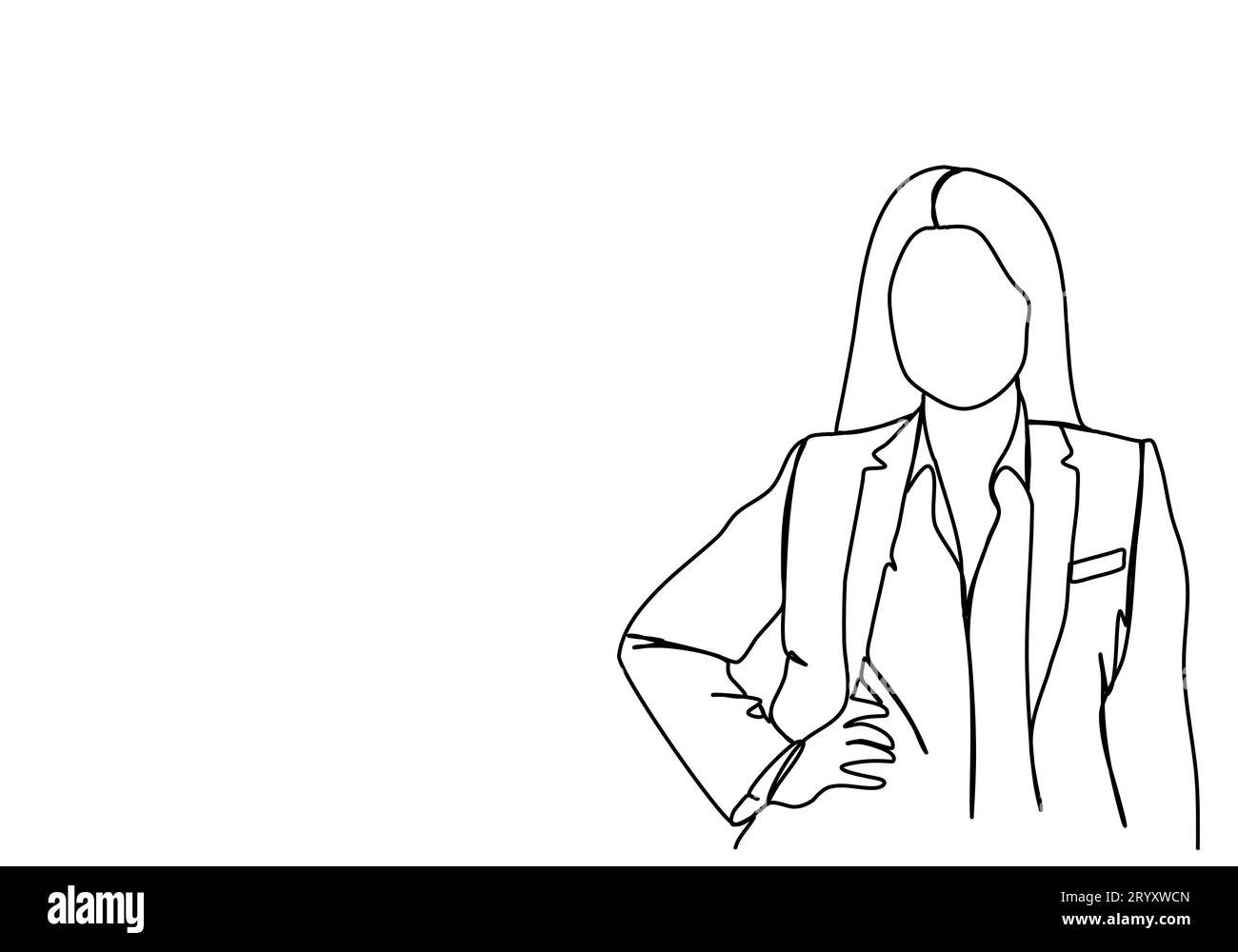 Femme en costume d'affaires. Un dessin au trait, illustration vectorielle. Illustration de Vecteur