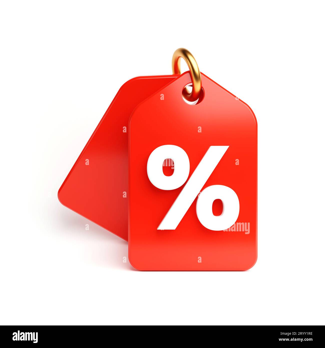 Étiquette de prix rouge avec symbole de pourcentage pour le marketing de vente sur fond blanc. E-commerce d'affaires et concept d'achat en ligne. 3D il Banque D'Images
