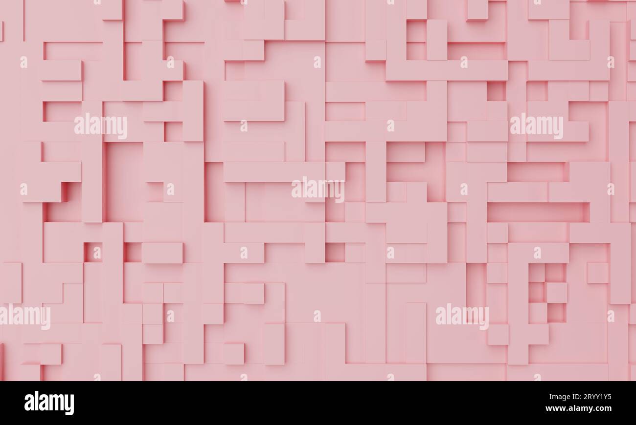 Arrière-plan abstrait mosaïque rose pastel. Concept de papier peint et de toile de fond. 3D rendu d'illustration Banque D'Images