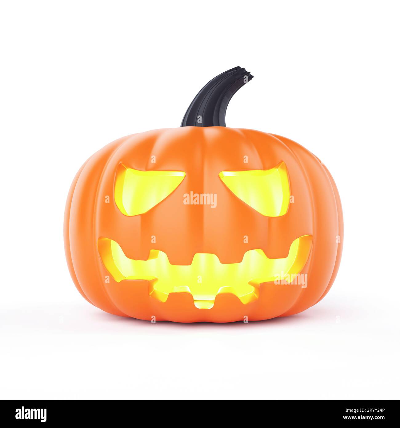 Halloween Jack O Lantern citrouille sur fond blanc isolé. Concept d'objet et de festival de vacances. Rendu d'illustration 3D. Banque D'Images