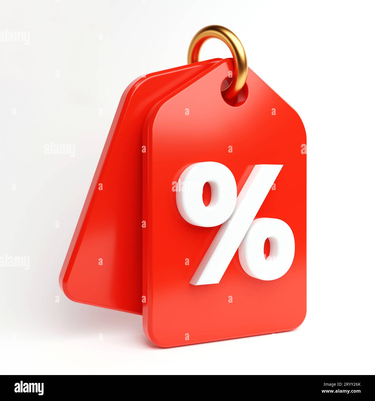 Étiquette de prix rouge avec symbole de pourcentage pour le marketing de vente sur fond blanc. E-commerce d'affaires et concept d'achat en ligne. 3D il Banque D'Images