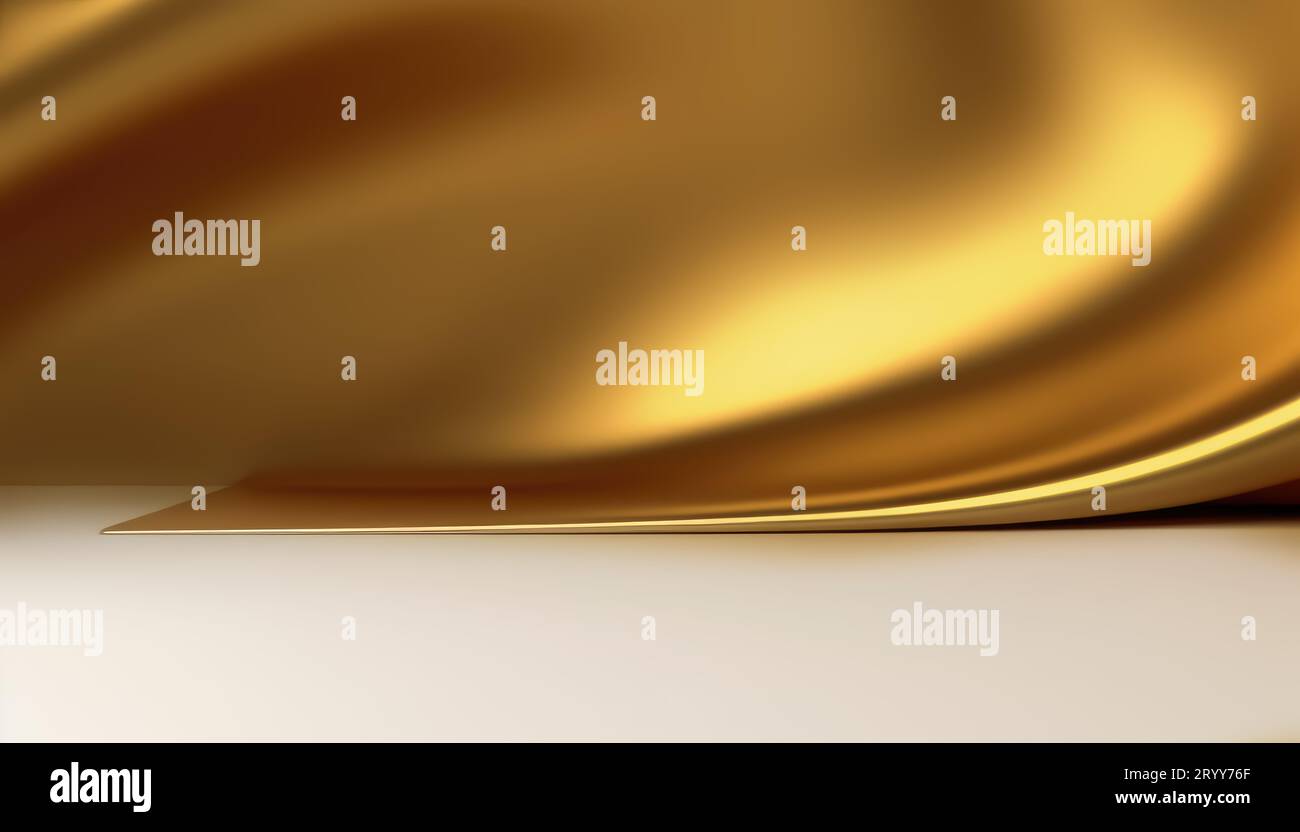 Fond de vague d'or 3D. Banque D'Images