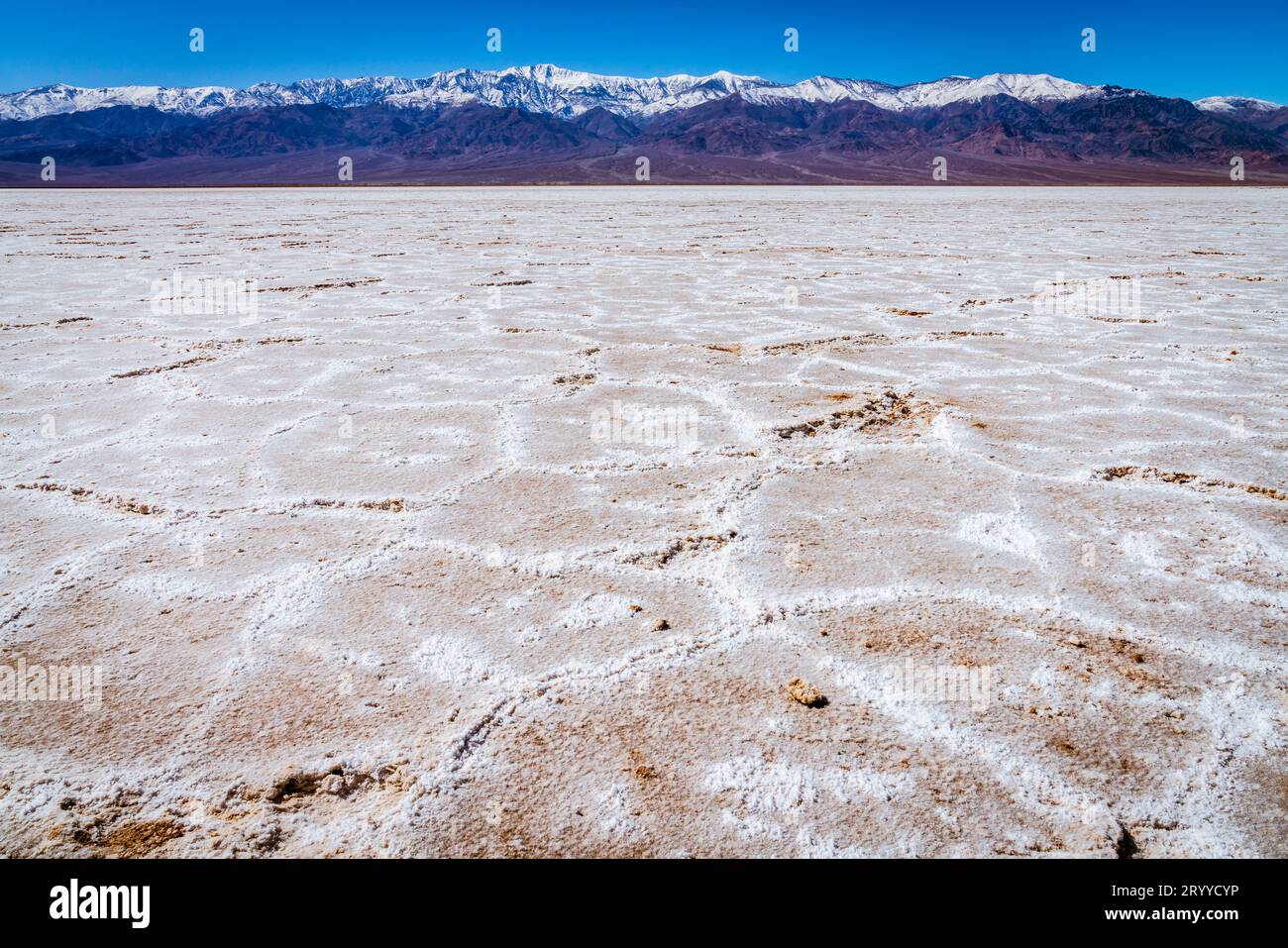 Dépôts de sel dans le bassin Badwater dans le parc national de la Vallée de la mort en Californie Banque D'Images