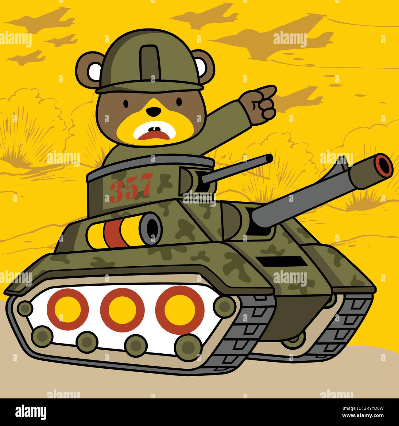 animal soldat sur la bande dessinée de véhicule blindé Illustration de Vecteur
