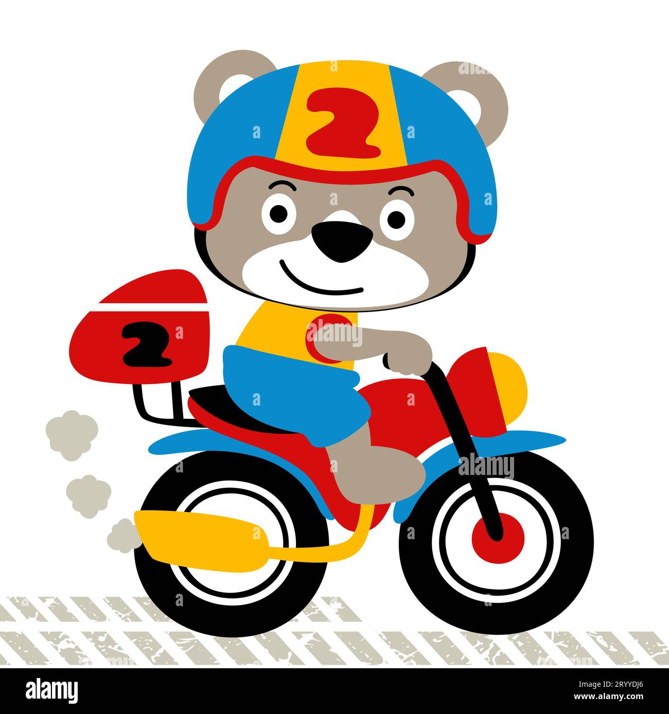 petit ours à moto, illustration de dessin animé vectoriel Illustration de Vecteur