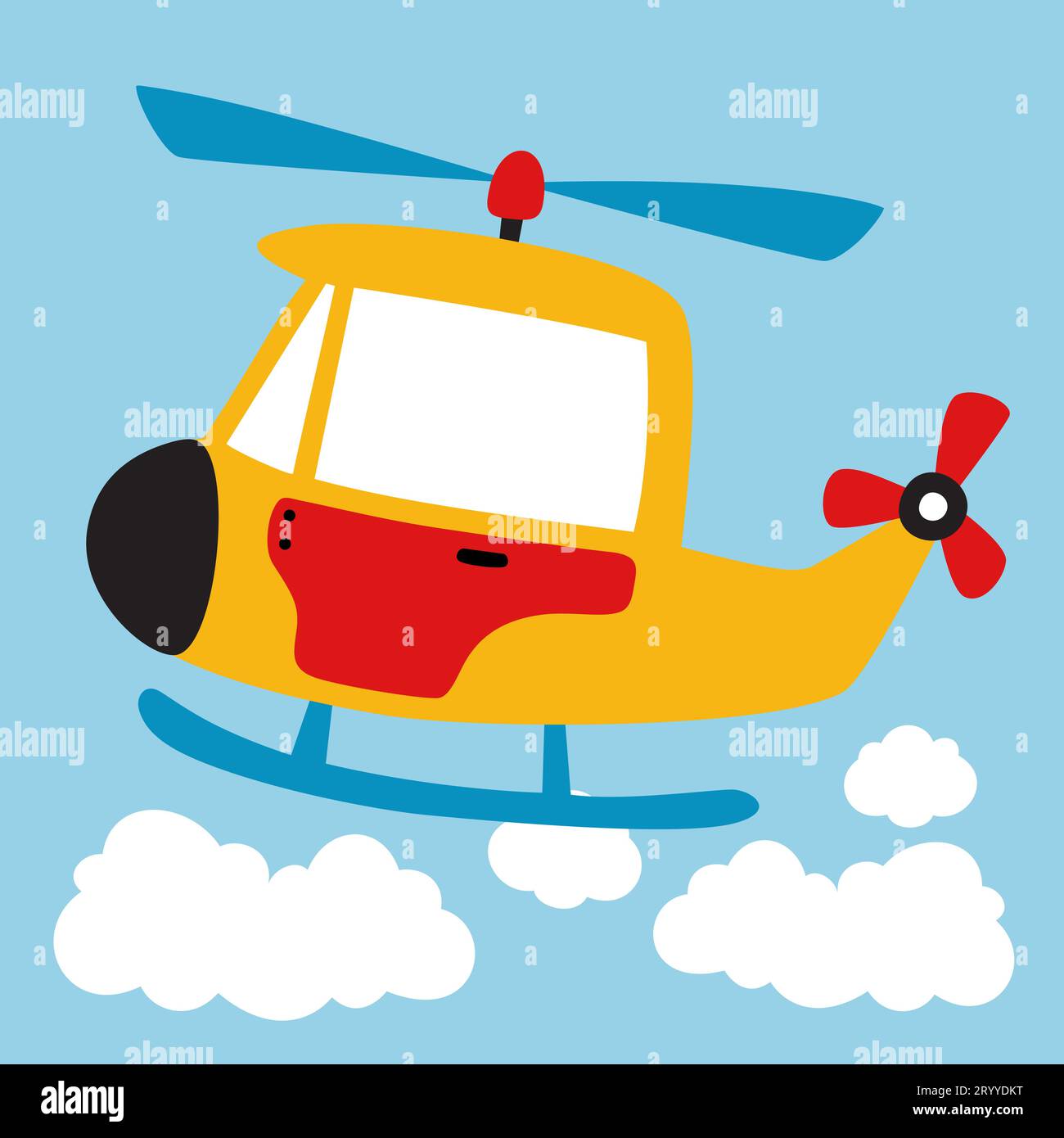 hélicoptère jaune sur fond de ciel bleu Illustration de Vecteur