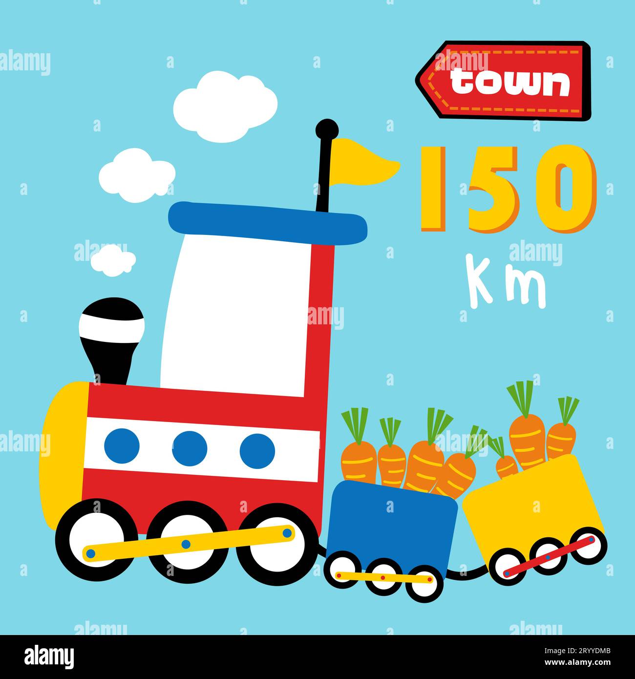 Train à vapeur chargeant des carottes, illustration de dessin animé vectoriel Illustration de Vecteur