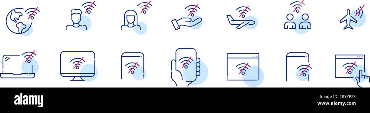 Aucune icône de signal wi-fi définie. Vecteurs pixels parfaits Illustration de Vecteur