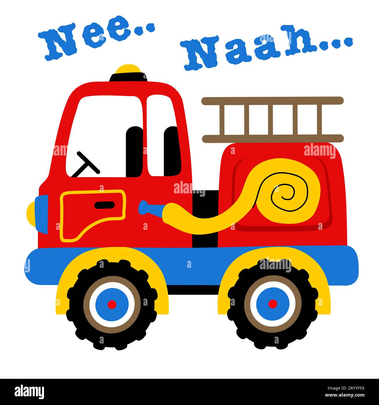 Illustration de dessin animé vectoriel de camion de pompiers Illustration de Vecteur