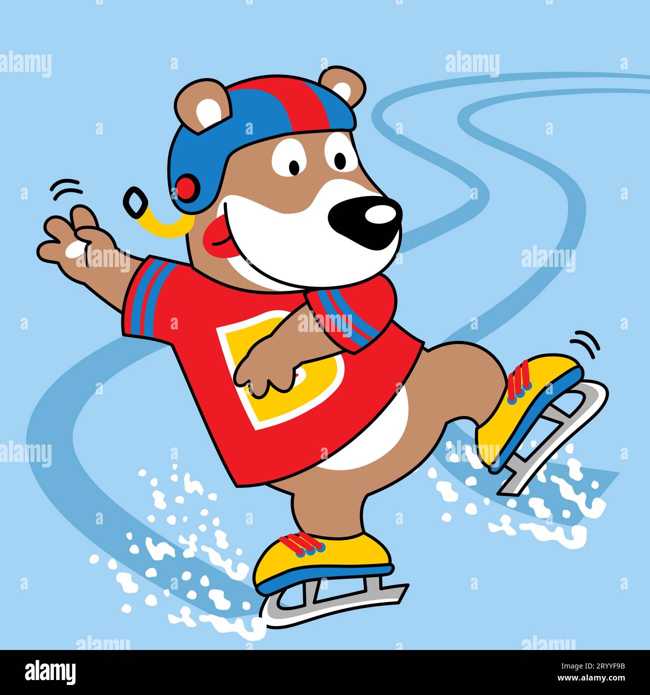 caricature d'ours jouant au patinage sur glace Illustration de Vecteur