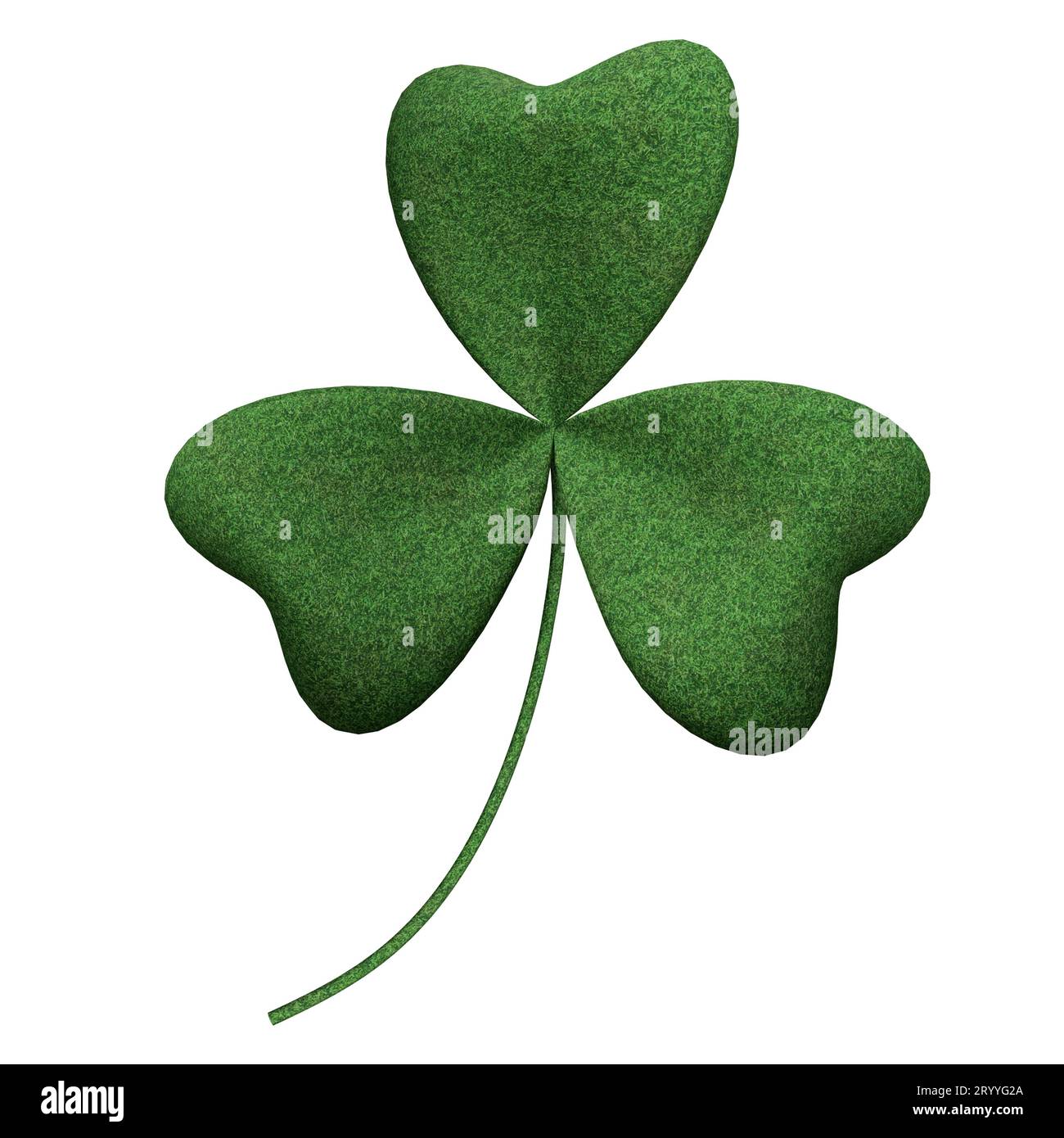 Vert shamrock sur fond blanc isolé. Concept objet et nature. Thème de la Saint Patrick. Illustration 3D. Masque Banque D'Images