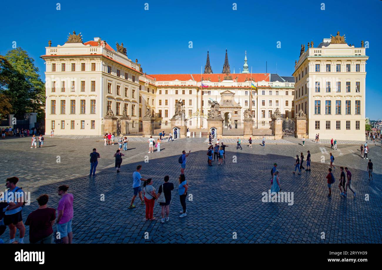 Place Hradcany, Château de Prague, Prague, République tchèque Banque D'Images