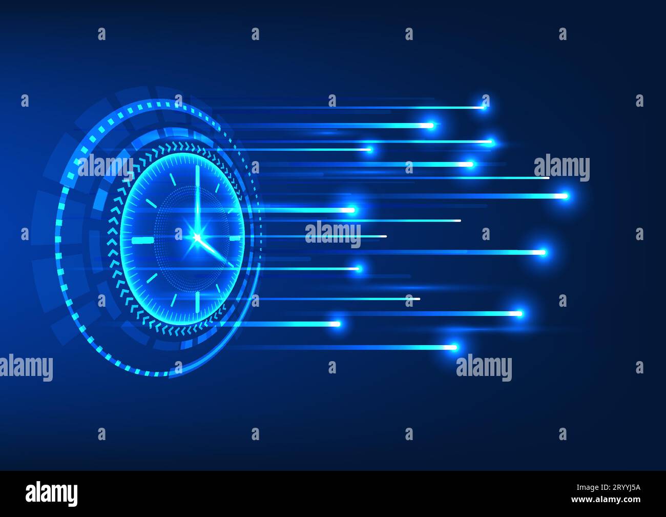 Temps technologie avec technologie cercle avec faisceau en avant le concept de développement rapide de la technologie résultats dans l'économie. Le bien-être des gens th Illustration de Vecteur