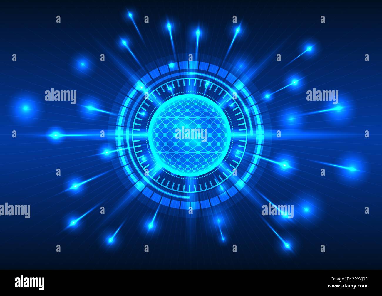 Processeur de technologie avec cercle de technologie qui continue de traiter les données reçues du système et l'envoie au système d'exploitation pour continuer wor Illustration de Vecteur