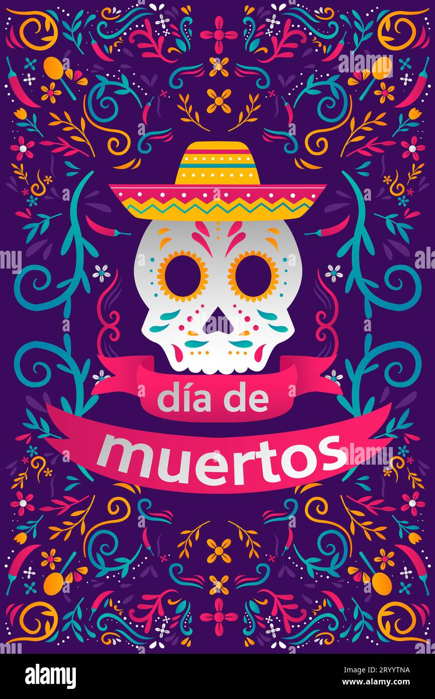 vector dia de muertos illustration de bannière verticale Illustration de Vecteur