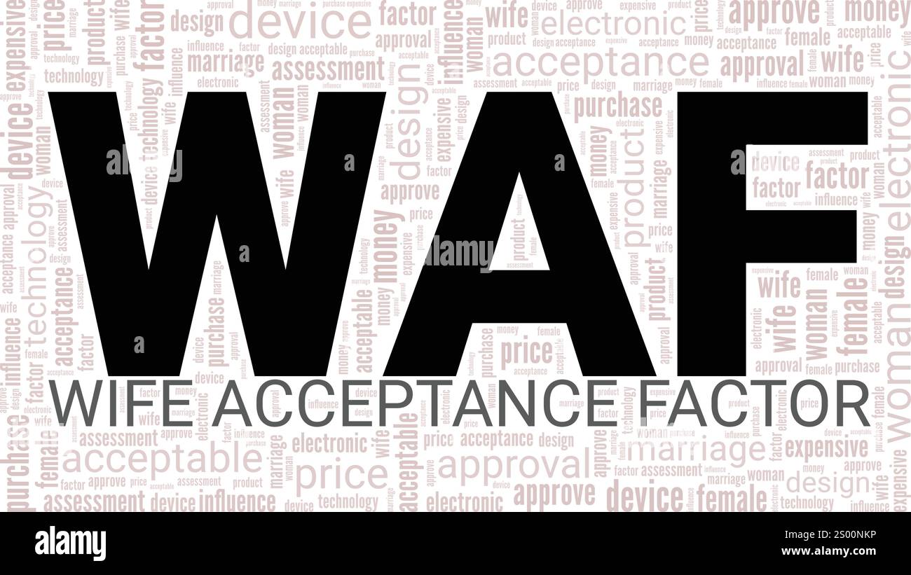 Épouse Acceptance Factor WAF Word Cloud conception conceptuelle isolée sur fond blanc. Illustration de Vecteur